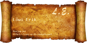 Löwi Erik névjegykártya